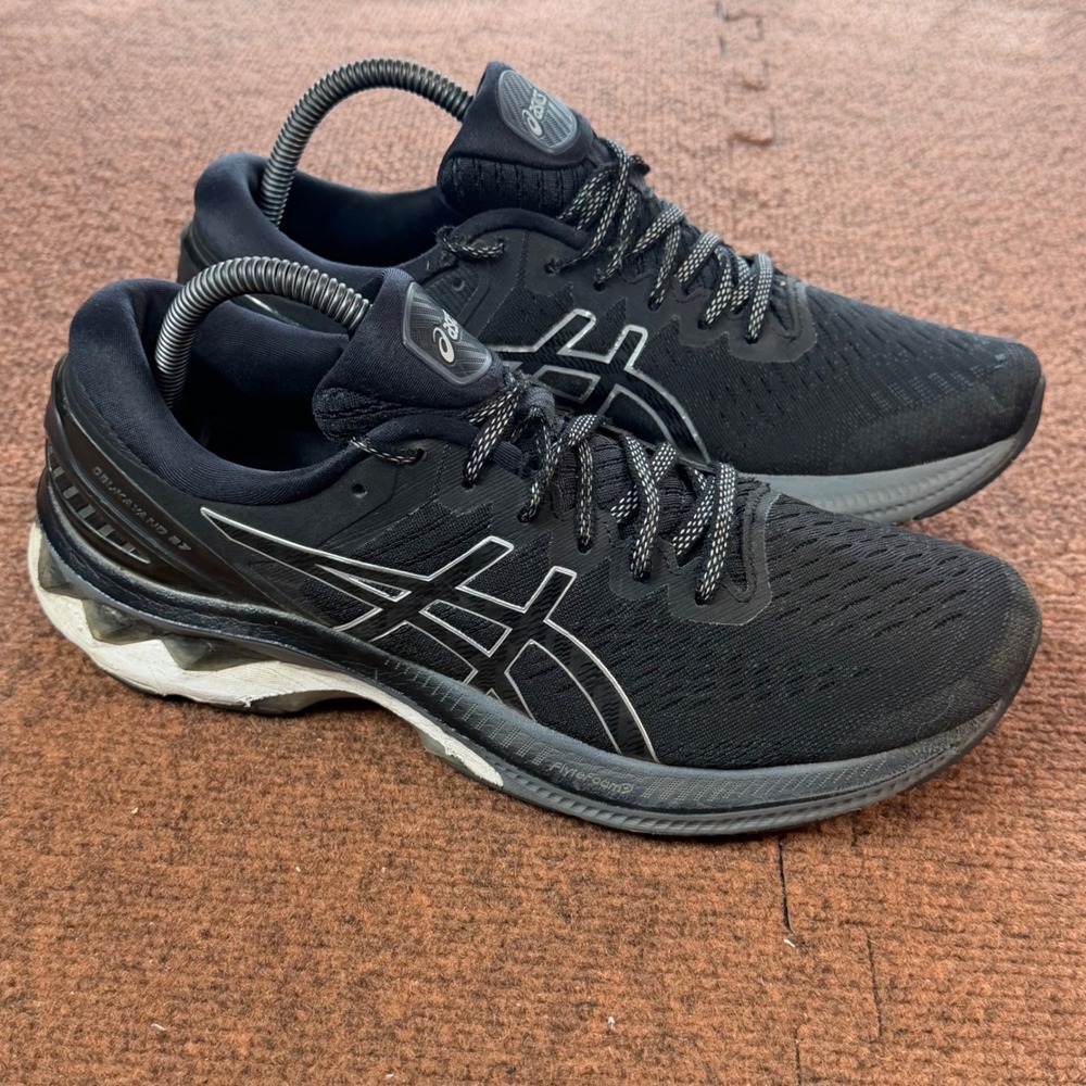 Asics Gel-Kayano 27 Womens Running Shoes Black Silver Sneakers 9.5 1012A649
